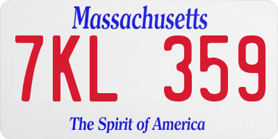MA license plate 7KL359