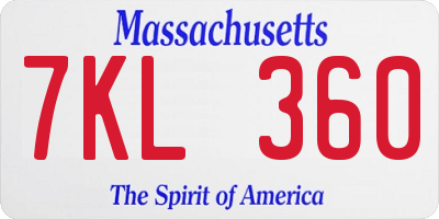 MA license plate 7KL360