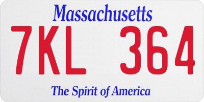 MA license plate 7KL364