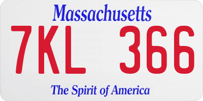 MA license plate 7KL366
