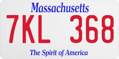 MA license plate 7KL368