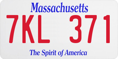 MA license plate 7KL371
