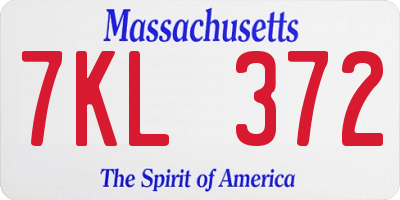 MA license plate 7KL372