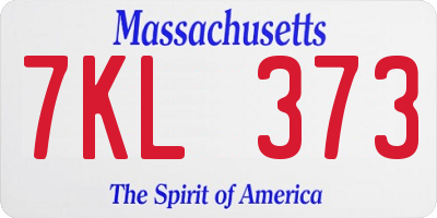 MA license plate 7KL373