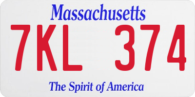MA license plate 7KL374