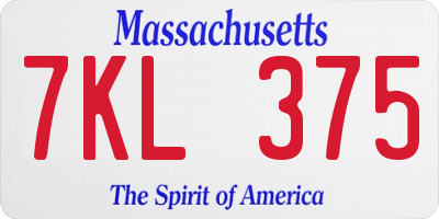 MA license plate 7KL375