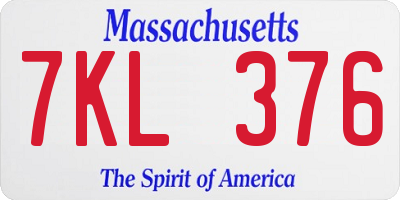MA license plate 7KL376