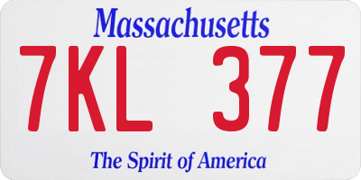 MA license plate 7KL377