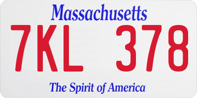 MA license plate 7KL378