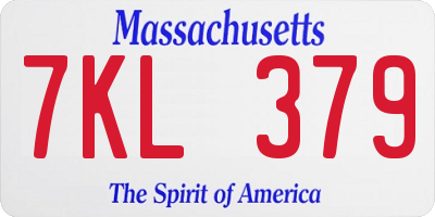 MA license plate 7KL379