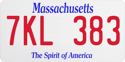MA license plate 7KL383