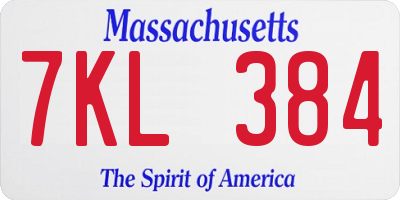 MA license plate 7KL384