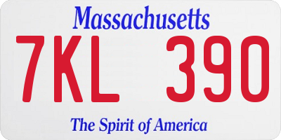 MA license plate 7KL390