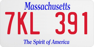 MA license plate 7KL391