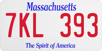 MA license plate 7KL393