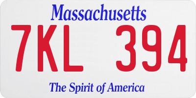 MA license plate 7KL394