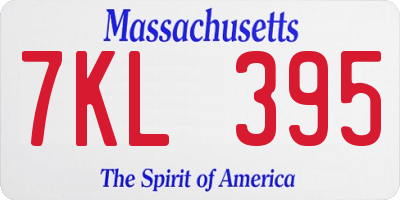 MA license plate 7KL395