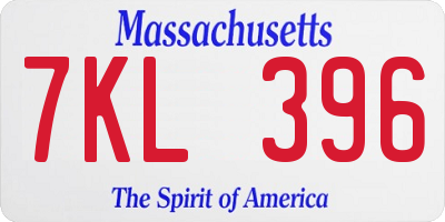 MA license plate 7KL396
