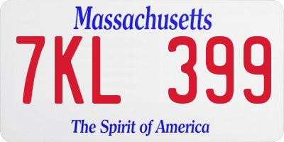 MA license plate 7KL399