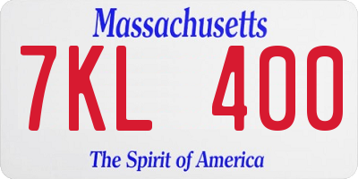 MA license plate 7KL400