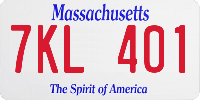 MA license plate 7KL401