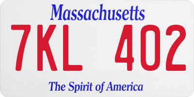 MA license plate 7KL402