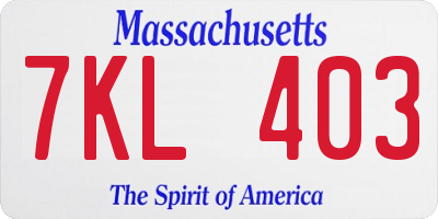 MA license plate 7KL403