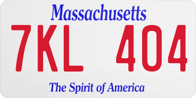 MA license plate 7KL404