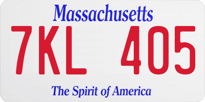 MA license plate 7KL405