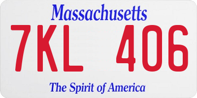 MA license plate 7KL406