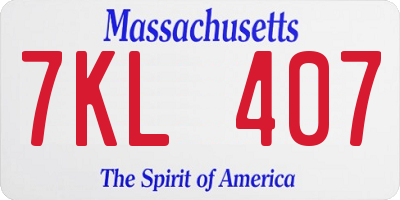 MA license plate 7KL407