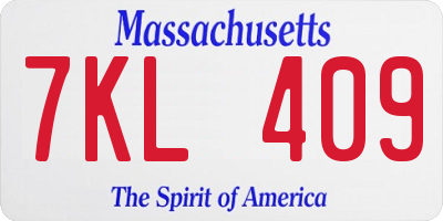 MA license plate 7KL409