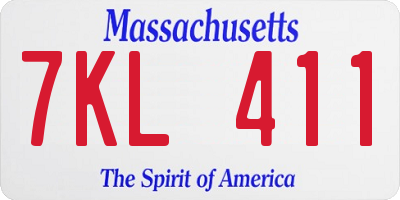 MA license plate 7KL411