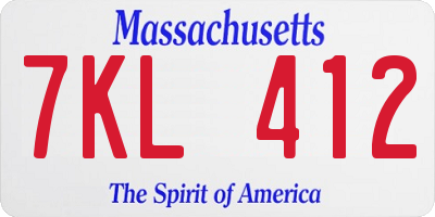 MA license plate 7KL412
