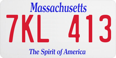 MA license plate 7KL413