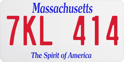 MA license plate 7KL414