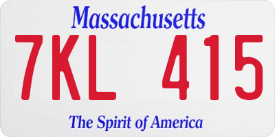 MA license plate 7KL415