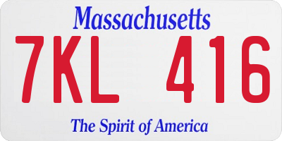 MA license plate 7KL416