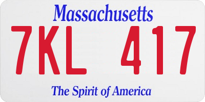 MA license plate 7KL417