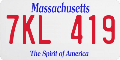 MA license plate 7KL419