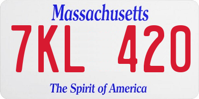 MA license plate 7KL420