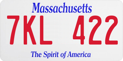 MA license plate 7KL422