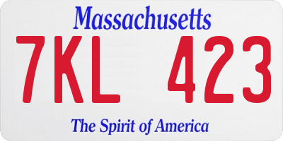 MA license plate 7KL423