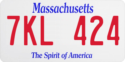 MA license plate 7KL424