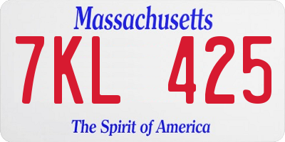 MA license plate 7KL425