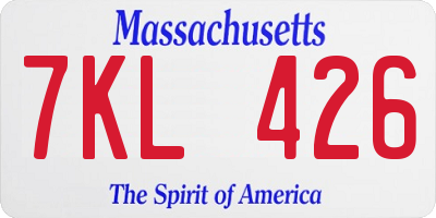 MA license plate 7KL426