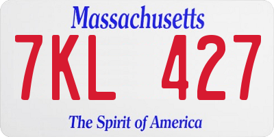 MA license plate 7KL427