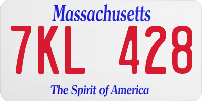 MA license plate 7KL428
