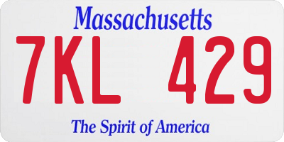 MA license plate 7KL429