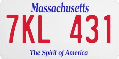 MA license plate 7KL431